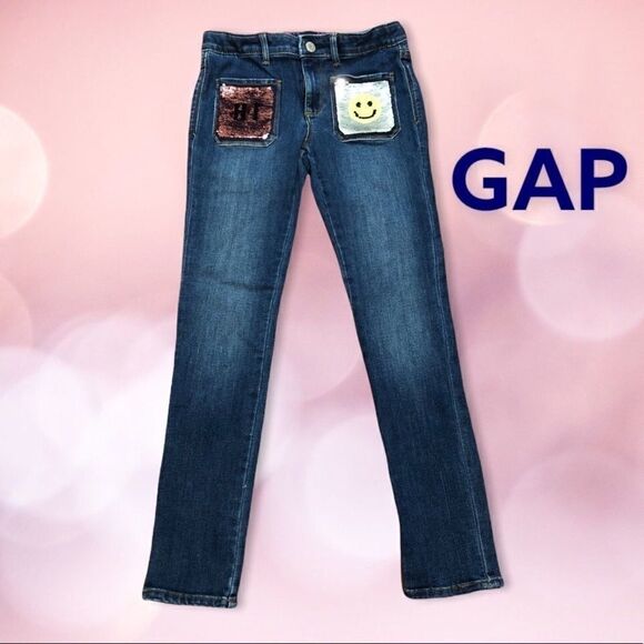Gap Girls Denim Hi/Bye Flip Sequin Front Pockets Skinny Jean - Picture 2 of 15